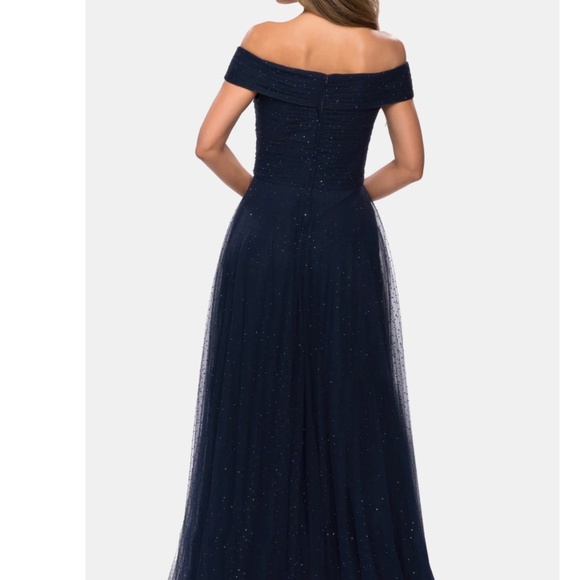 La Femme Evening Gown in Navy Blue - Picture 2 of 4